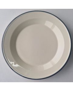 Enamel dining plate ecru black rim