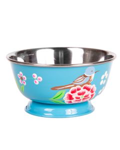 RVS handpainted bowl on foot blue
