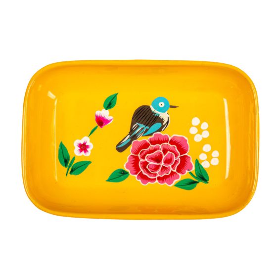 RVS handpainted dish yellow