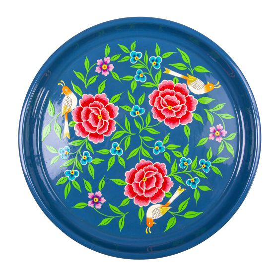 RVS Tray handpainted blue
